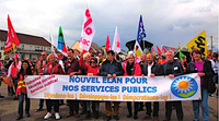 Manifestation nationale pour les services publics, à Lure (Haute Saône) le 13 mai 2023. Parmi les revendications : « Non à l’ouverture du rail à la concurrence ».